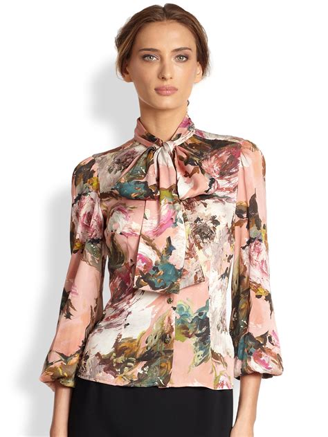 dolce gabbana floral silk blouse|dolce and gabbana lace top.